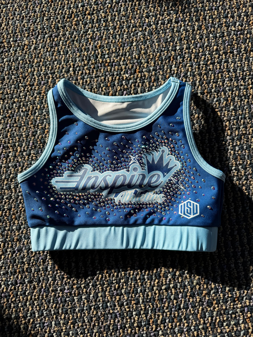 Blue Rhinestone Sports Bra