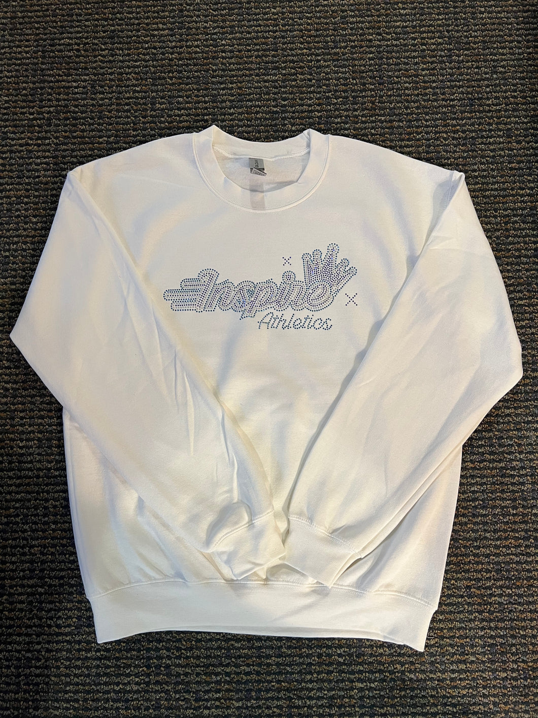 Inspire White Rhinestone Crewneck