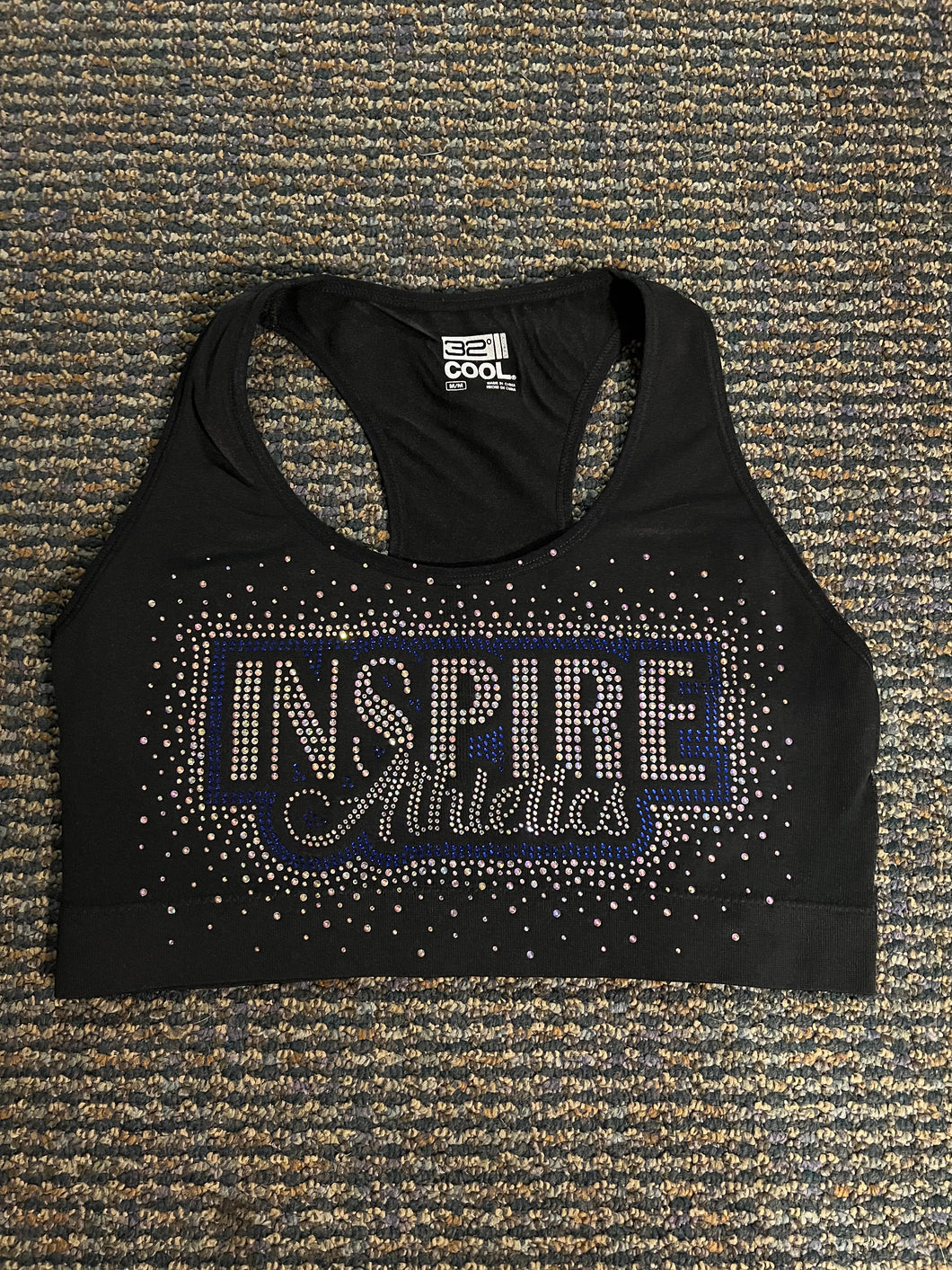 Black Inspire Athletics Rhinestone Sports Bra