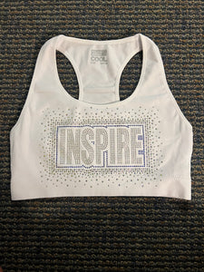 White Inspire Rhinestone Sports Bra