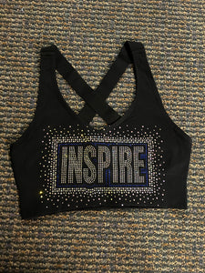 Black Inspire Rhinestone Sports Bra