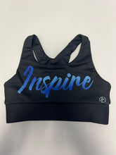 Load image into Gallery viewer, Black Cursive Inspire Sports Bra