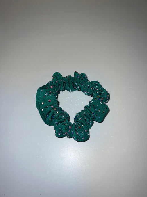 Green Rhinestone Scrunchy